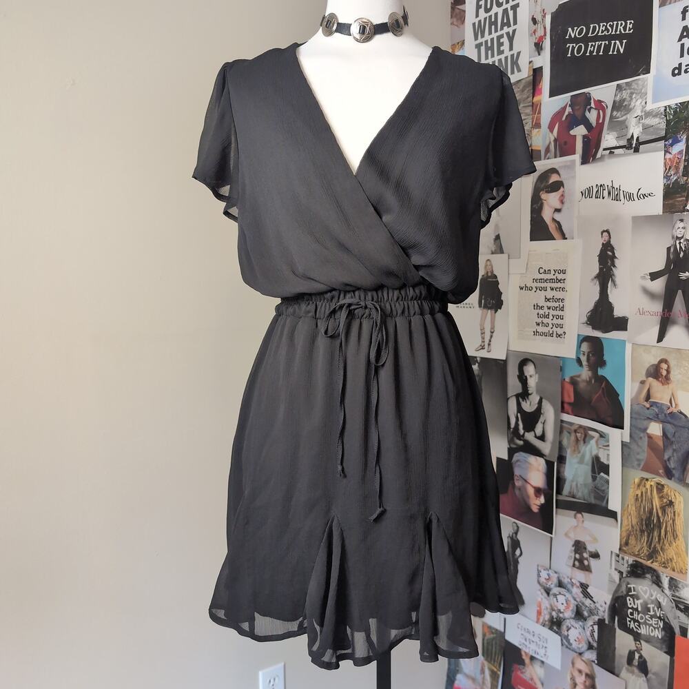 Chiffon Wrap Front Mini Boho Dress